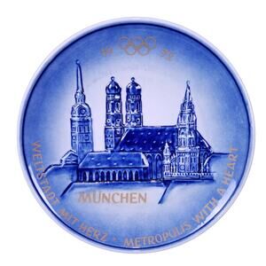 Vintage Goebel 1972 Munich Olympic Games Ceramic Plate “Metropolis With a Heart"